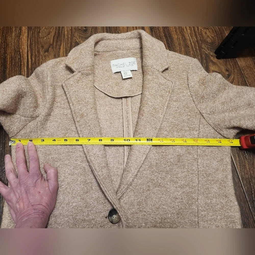 Rachel Zoe Beige Wool Blend Tan Long Coat SZ XS EUC - Picture 4 of 14